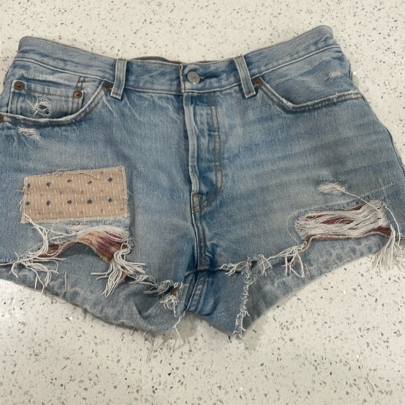 Levi's '501' Patchwork Denim Shorts size 29 - Picture 5 of 10